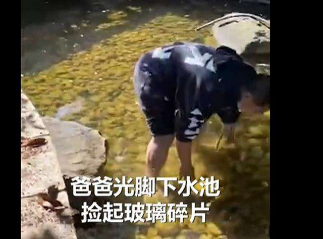 傳送帶廠家：榜樣！爸爸赤腳下水撈寶寶扔的玻璃渣